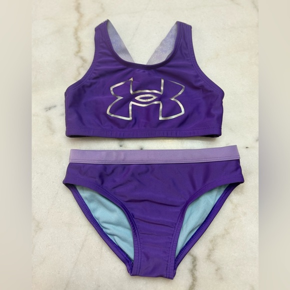 Under Armour Girls' Two-Piece Bikini Set, Grape SP22, size 5 - Picture 1 of 6